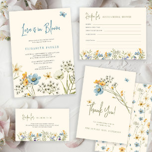 Love is in bloom watercolor floral bridal shower invitation