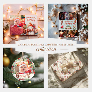 Photo Woodland Animals Baby First Christmas Wrapping Paper