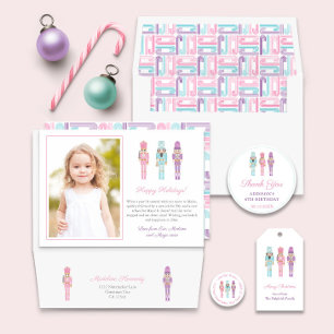 Pastel Nutcracker Ballet Soldiers Happy Holidays Gift Tags