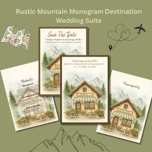 Rustic watercolor Mountain wedding Destination  Enclosure Card
