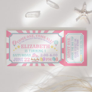 Circus Carnival Ticket Birthday Invitation 