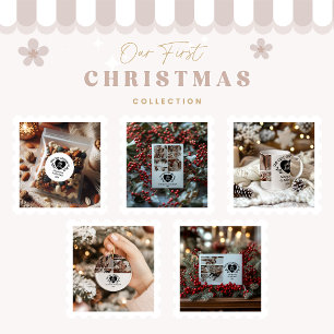 6 Photo Heart First Christmas as Mr & Mrs Ceramic Ornament