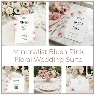 Elegant Blush Pink Floral Fine Art Wedding Pedestal Sign
