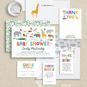 African Animals Baby Shower Thank You Note