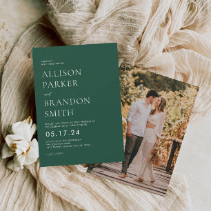 Elegant Emerald Green QR Wedding  All In One Invitation