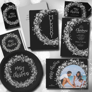 Silver Stars Merry Christmas Photo Holiday Card