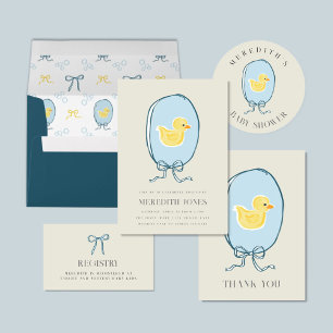 Elegant Rubber Ducky Baby Shower Folded Thank You Card