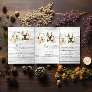 Whimsical Rustic Woodland Forest Deer Wedding Invitation