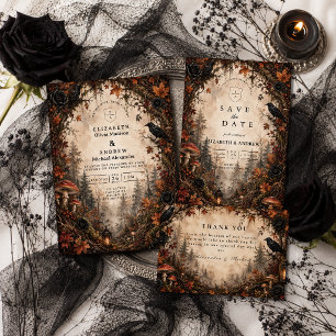 Autumn Forest Goth Wedding Thank You Card
