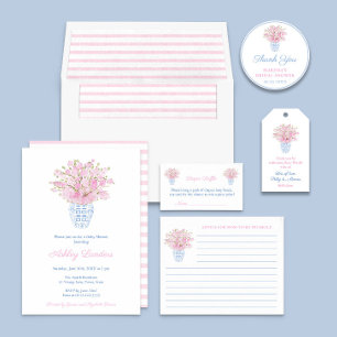 Pretty Pink Stripes Ginger Jar Girl Baby Shower Envelope