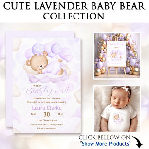 Girl Purple Bear Baby Shower Favor Box