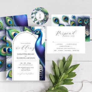 Watercolor Peacock Wedding Invitations