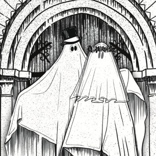 Together Forever Ghost Bride & Groom Table Numbers