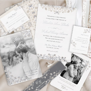 Elegant Beige Floral Vintage Wedding Envelope