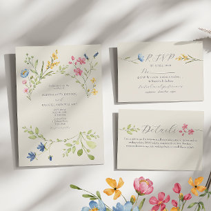 Boho Colorful Wildflower Save The Date for Wedding