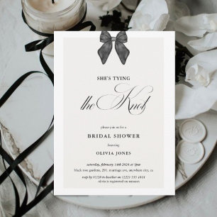 Chic 'She's Tying the Knot Black Bow Bridal Shower Invitation
