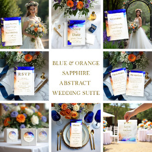 Luxurious Blue & Orange Wedding Seating Chart Foam Board