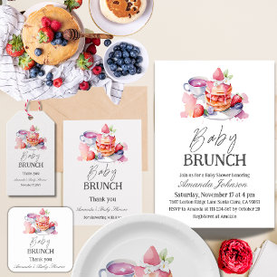 Watercolor Pancake Baby Brunch Shower Paper Plates