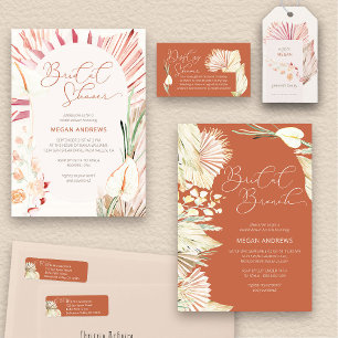 Boho Palm Dried Tropical Foliage Bridal Shower Invitation