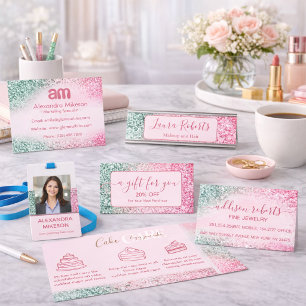 Classy Pink Modern Branding Jewelry Care Business Card