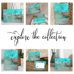 Colorful Abstract Watercolor Elaborate Script Save The Date