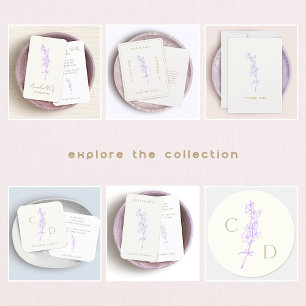 Elegant Monogram  Lavender Larkspur Floral  Invitation