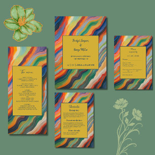 abstract marble african destination wedding  invitation