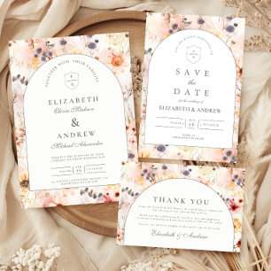 Neutral Floral Garden Wedding Invitation