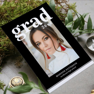 Photo Graduation Party Elegant Modern Script Can Glass