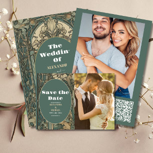 Photo Vintage Floral Art Nouveau Wedding Save The Date