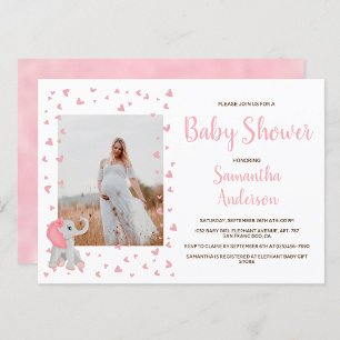 Girl Baby Shower Blush Pink Elegant Photo Invitation