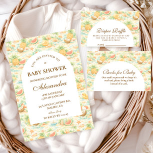 Coastal Tropical Fruits Baby Shower Invitation