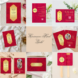 Elegant Crimson Gold Luxury Royal Menu