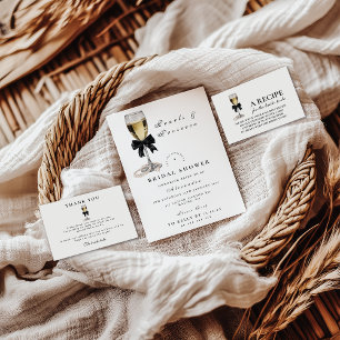 Elegant Black Pearl Champagne Bridal Shower Enclosure Card