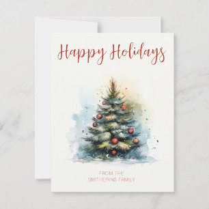 Watercolor Christmas Tree  Postcard