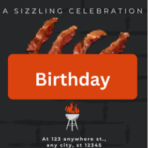 Man Birthday Party, Bacon, BBQ  Invitation