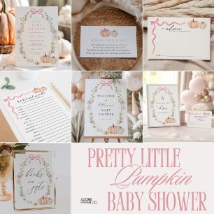 Wildflower Pink Bow Pumpkin Baby Shower Invitation