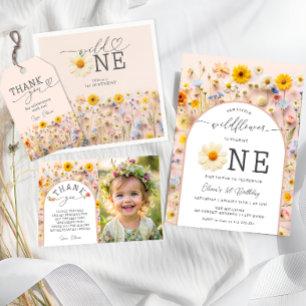 Wild One Colorful Wildflower 1st Birthday Invitation