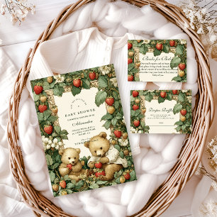 Vintage Strawberry Cottagecore Baby Shower Napkins