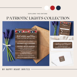 Patriotic Lights Fourth of July Banner Wedding Invitation