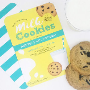 Milk & Chocolate Chip Cookies Birthday Invitation