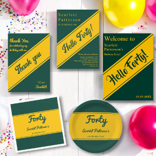 Elegant Luxury Green And Gold Chic 40th Birthday Invitation