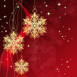 Christmas Party Red Golden Snowflakes Holiday Tapestry
