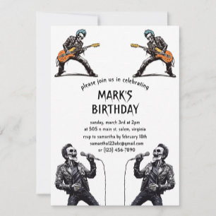 Rock and Roll Skeletons Birthday Party Invitation