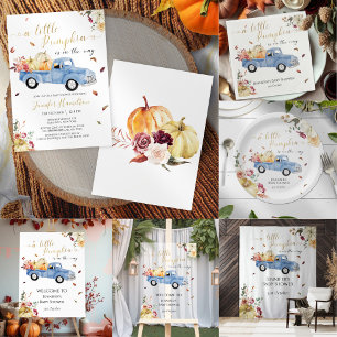 Little Pumpkin Blue Truck Baby Shower Backdrop