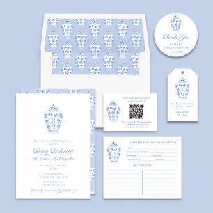 Blue And White Monogram Future Mrs Bridal Shower Invitation