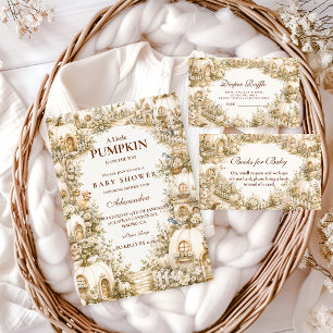 Enchanted White Pumpkin Village Baby Shower Invitation
