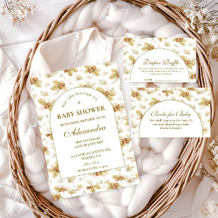 Neutral Woodland Leaves Baby Shower Invitation