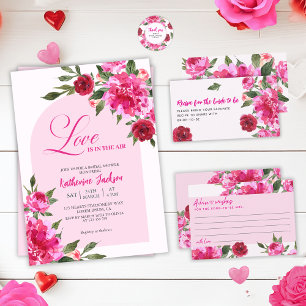 Love is in the air red and pink bridal shower  invitation