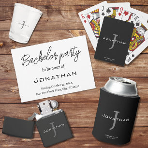 Masculine Black and White  Initial + Name Monogram Shot Glass
